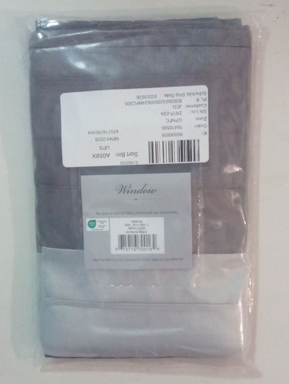 Madison Park Pleated Window Curtain Valance Gray Black NWT $55
